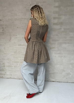 Flock check suiting corset mini kjole Tiger´s Eye W0265 Ganni 